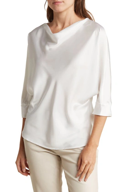 Renee C Cowl Neck Satin Blouse In White