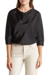 Renee C Cowl Neck Satin Blouse In Black