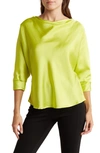 Renee C Cowl Neck Satin Blouse In Citron