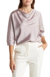 Renee C Cowl Neck Satin Blouse In Dusty Lavender