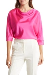 Renee C Cowl Neck Satin Blouse In Fuchsia