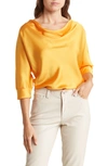 Renee C Cowl Neck Satin Blouse In Marigold