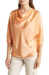 Renee C Cowl Neck Satin Blouse In Melon