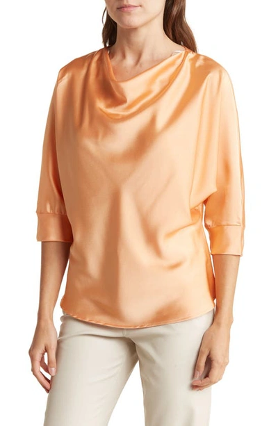 Renee C Cowl Neck Satin Blouse In Melon