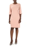 Nina Leonard Jewel Neck Tiered Sleeve Midi Dress In Blush