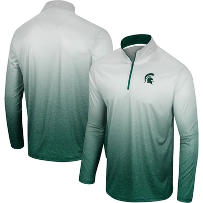 Colosseum Men's  White, Green Michigan State Spartans Laws Of Physics Quarter-zip Windshirt In White,green