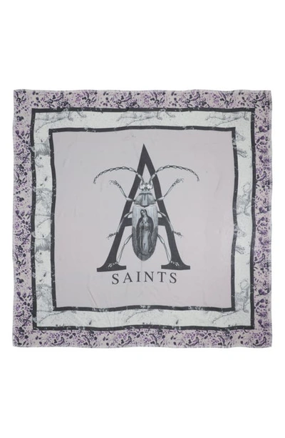 Allsaints Bettle Silk Square Scarf In Lilac