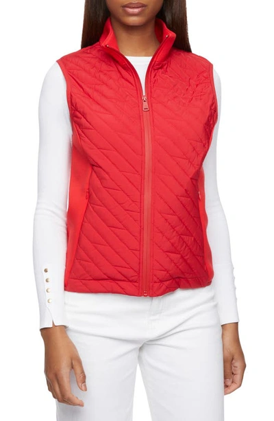 Bernardo Mixed Media Quilted Jacket In Poppy