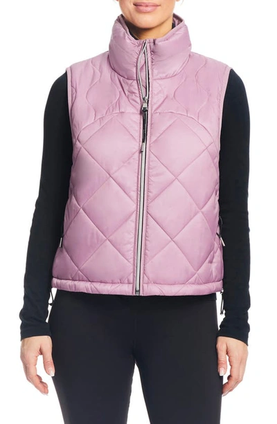 Sanctuary Quilted Water Resistant Crop Vest In Dusty Rose