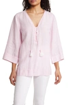 Tommy Bahama Costalina Lace-up Linen Tunic In Bikini