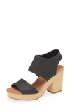 Toms Block Heel Sandal In Black Leather