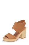 Toms Block Heel Sandal In Tan Leather