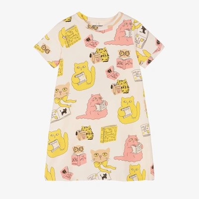 Mini Rodini Babies' Girls Ivory Cotton Cats & Books Dress