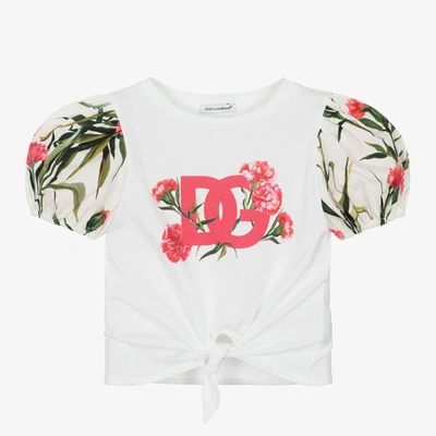 Dolce & Gabbana Babies' Girls White Carnation Print Top