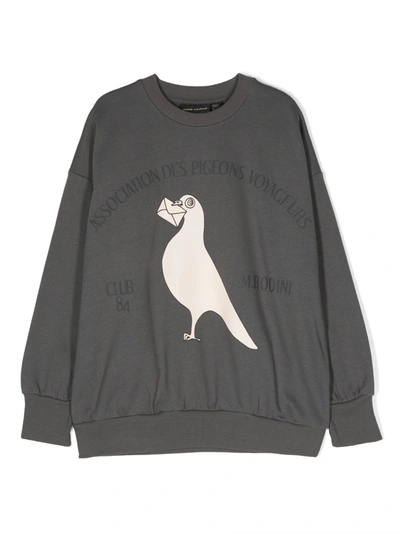 Mini Rodini Kids' Grey Organic Cotton Pigeon Sweatshirt