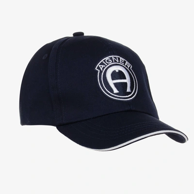 Aigner Teen Boys Blue & White Logo Cap