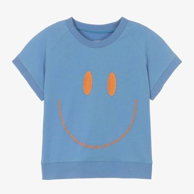 Wauw Capow By Bangbang Babies'  Boys Blue Cotton Smile T-shirt