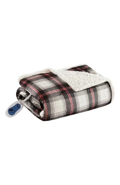 Jla Home Woolrich Ridley Oversized Plaid Heated Throw In Black