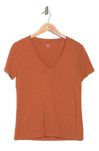 Madewell V-neck Short Sleeve T-shirt In Afterglow Red