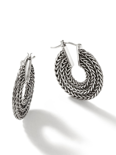 John Hardy Rata Chain 26mm Hoop Earring In Silver