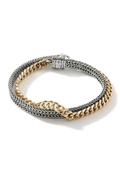 John Hardy Rata Curb Chain Wrap Bracelet In Silver & Gold