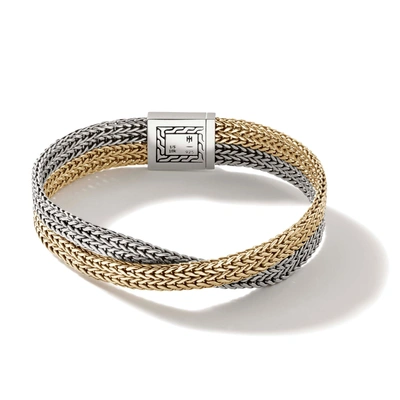 John Hardy Rata 12mm Double Row Bracelet In Silver & Gold
