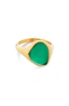 Monica Vinader Rio Stone Signet Ring In 18ct Gold Vermeil - Green