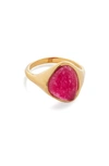 Monica Vinader Rio Stone Signet Ring In 18ct Gold Vermeil - Pink