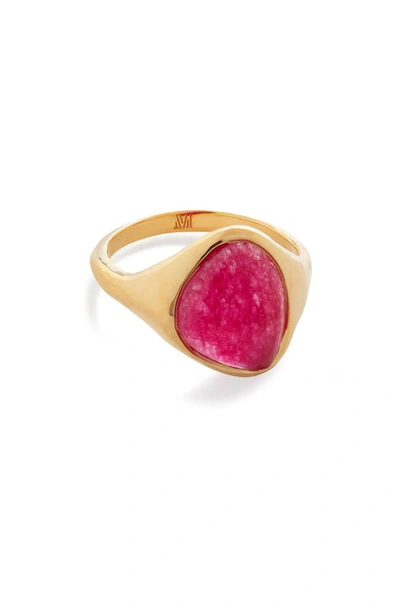 Monica Vinader Rio Stone Signet Ring In 18ct Gold Vermeil - Pink