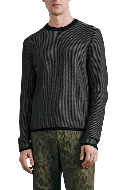 Rag & Bone Harvey Crewneck Cotton & Linen Sweater In Black