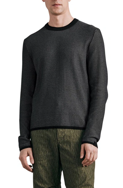 Rag & Bone Harvey Crewneck Cotton & Linen Jumper In Black