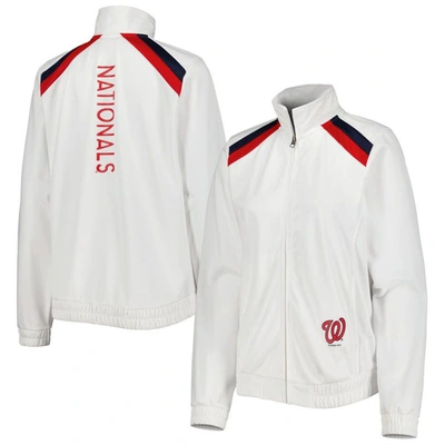 G-iii 4her By Carl Banks White Washington Nationals Red Flag Full-zip Track Jacket