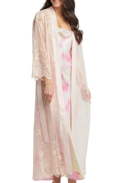Rya Collection Darling Satin & Lace Nightgown In Jackie Print/blush