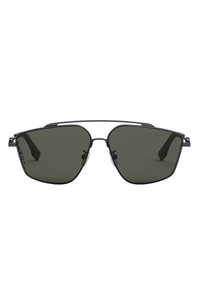 Fendi O'lock Aviator-style Metal Sunglasses In Black