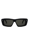 Celine 57mm Rectangular Sunglasses In Black/gray Solid