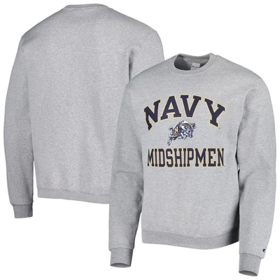 Champion Heather Gray Navy Midshipmen High Motor Pullover Sweatshirt