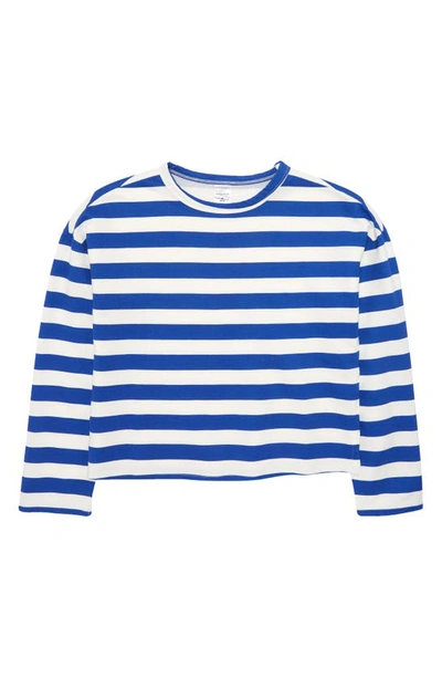 Nordstrom Kids' Stripe Cotton Crewneck Pullover In Blue Dazzle Stripe