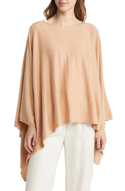 Nordstrom Cotton & Cashmere High-low Poncho In Tan Candy