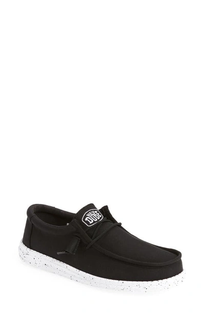 Hey Dude Wally Slub Canvas Slip-on Shoe In Black