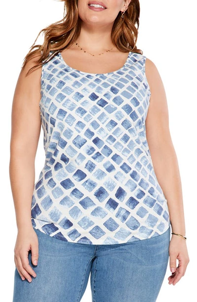 Nic + Zoe Stonefall Shirttail Hem Stretch Cotton Tank In Blue