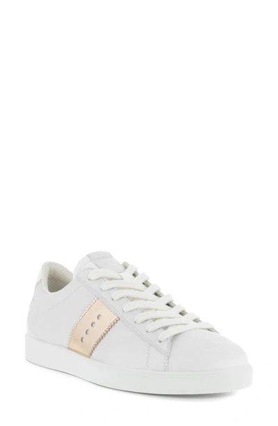Ecco Street Lite Retro Sneaker In White/hammered Bronze