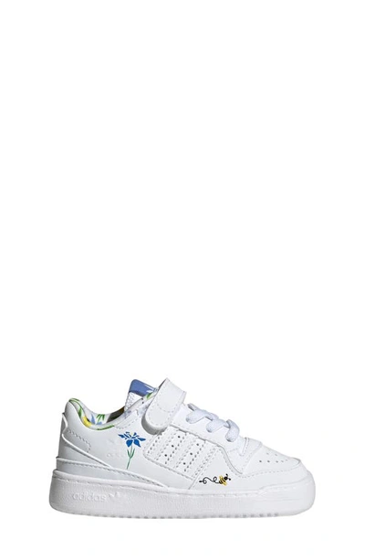 Adidas Originals Kids' Forum Low Basketball Shoe In White/ Blue Fusion/ Green