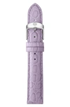 Michele Croc Embossed Leather 16mm Watchband In Lavender