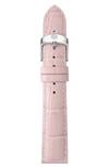 Michele Croc Embossed Leather 16mm Watchband In Country Rose
