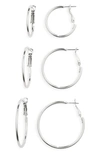 Bp. Set Of 3 Hoop Earrings In Silver