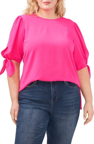 Cece Tie Sleeve Blouse In Bright Rose