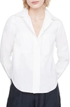 Vince Long-sleeve Linen-blend Button-front Shirt In White