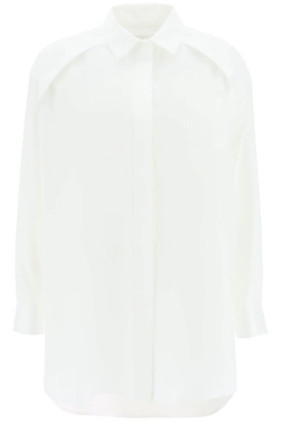 Sacai Poplin Shoulder Detail Mini Shirtdress In White