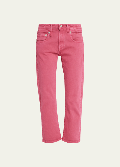 R13 Boy Straight Ankle Jeans In Vivid Pink Stretch