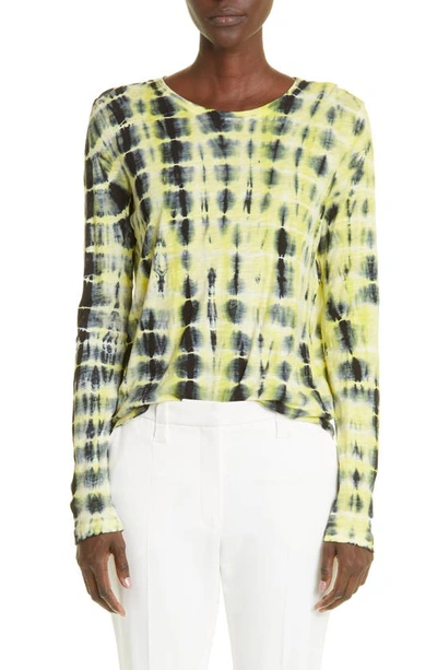 Proenza Schouler Long Sleeve Tie-dye T-shirt In Yellow Multi